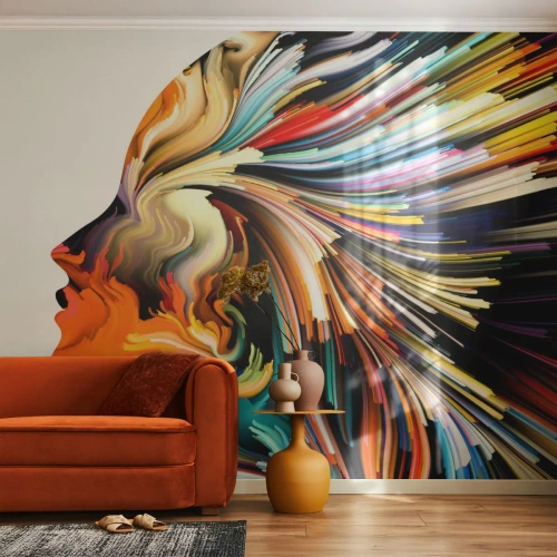 Fotomural Autadhesivo Deluxe Sticker - La explosión de la imaginación - Abstracción, Mujer, Gráficos - 350x256 cm
