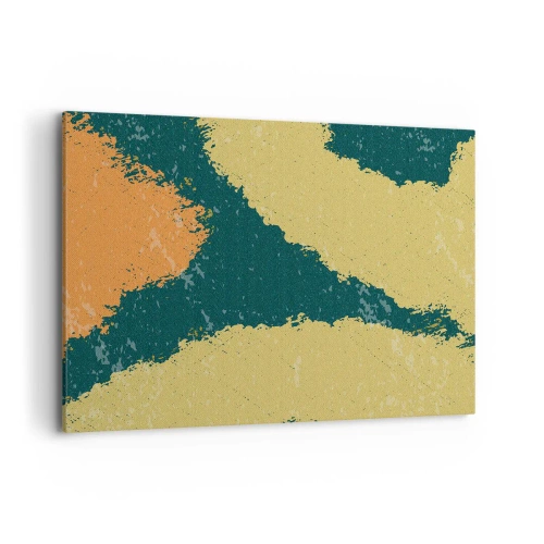 Cuadro sobre lienzo - Impresión de Imagen - Manchas abstractas en colores terrosos y verdes - 120x80cm - Abstracción - a cámara lenta - Decoración de pared moderna para salón y dormitorio ARTTOR