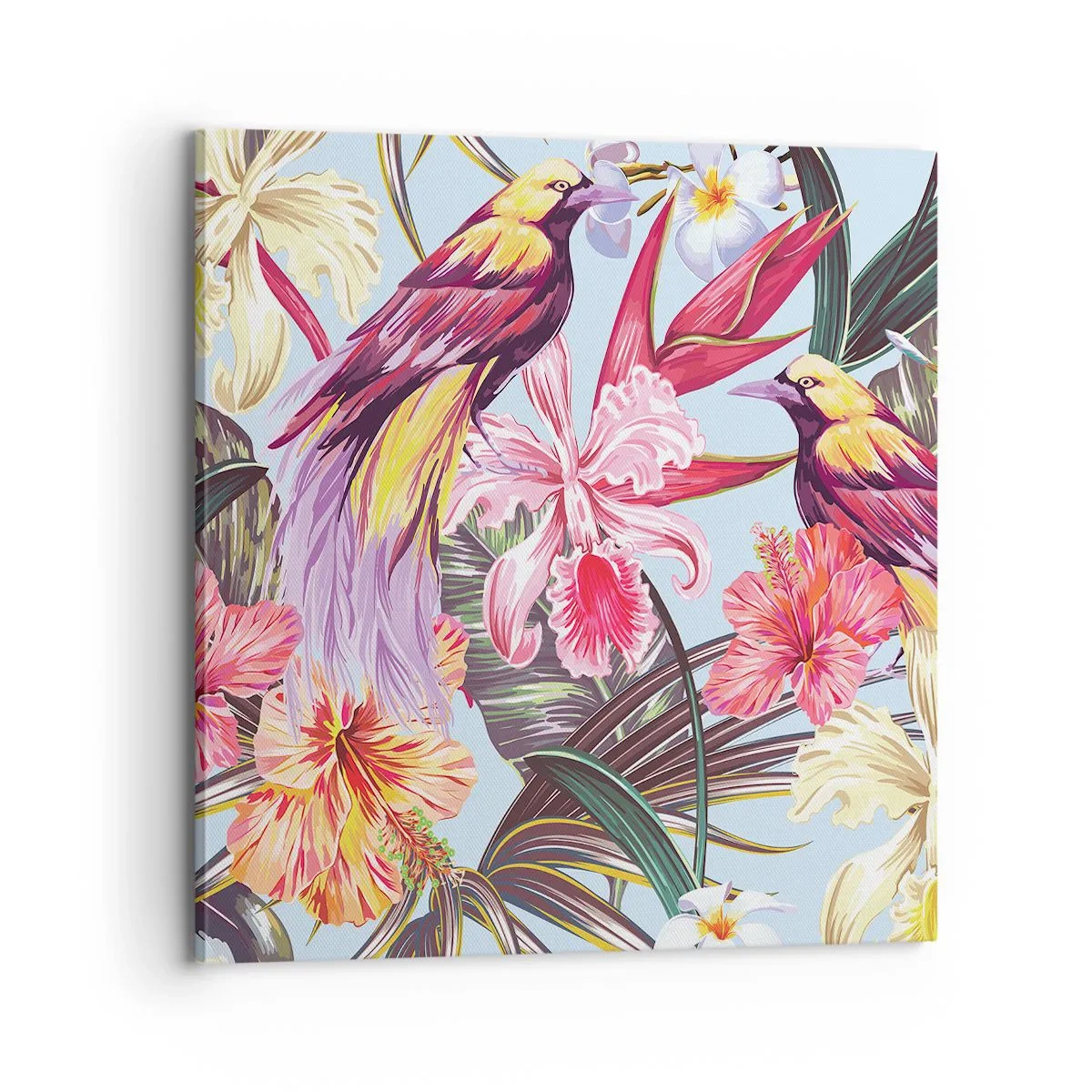 Cuadro sobre lienzo - Impresión de Imagen - Pétalos y plumas - 70x70 cm