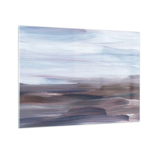 Cuadro sobre vidrio - Impresiones sobre Vidrio - Rayas horizontales de agua en tonos azules y marrones en un estilo abstracto. - 70x50cm - Elementos: agua - Decoración de pared moderna para salón y dormitorio ARTTOR