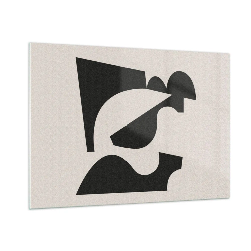 Cuadro sobre vidrio - Impresiones sobre Vidrio - Composición geométrica abstracta en blanco y negro - 100x70cm - Para automontaje - Decoración de pared moderna para salón y dormitorio ARTTOR
