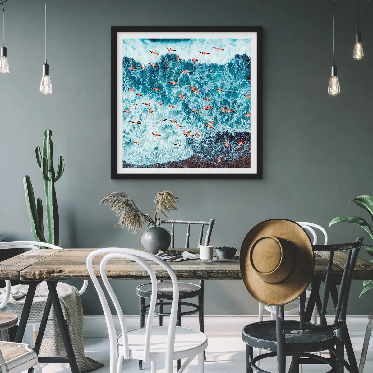 Póster en marco negro - Un desfile marítimo - 60x60 cm