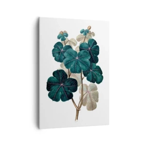 Cuadro sobre lienzo - Impresión de Imagen - Ilustración botánica con hojas en tonos verdes y beige. - 50x70cm - De un viejo herbario - Decoración de pared moderna para salón y dormitorio ARTTOR