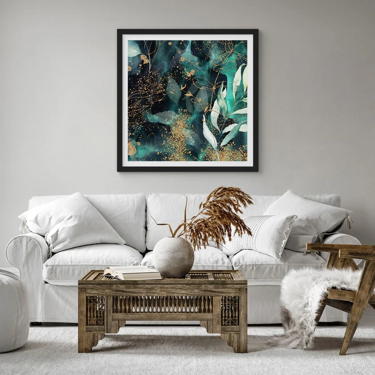 Póster en marco negro - Jardín encantado - 30x30 cm