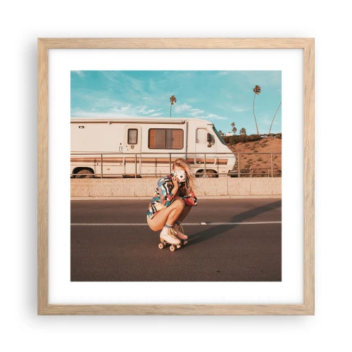 Póster en marco roble claro - ¡Sonrían, por favor! - 40x40 cm