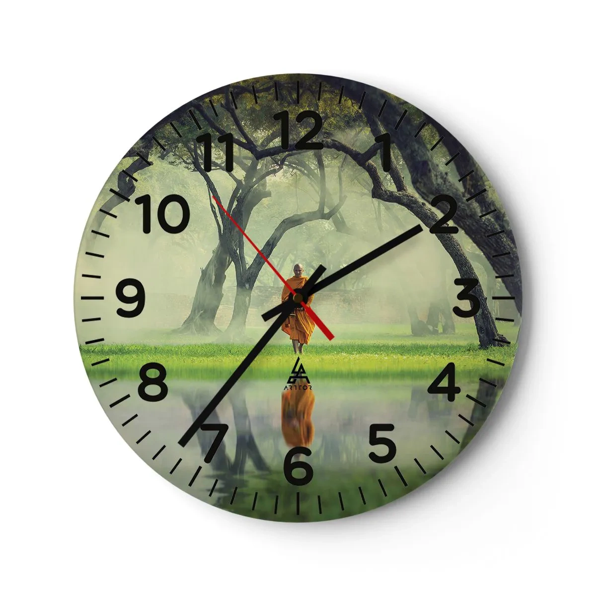 Reloj de pared - Reloj de vidrio - En el camino de la iluminación - 30x30 cm