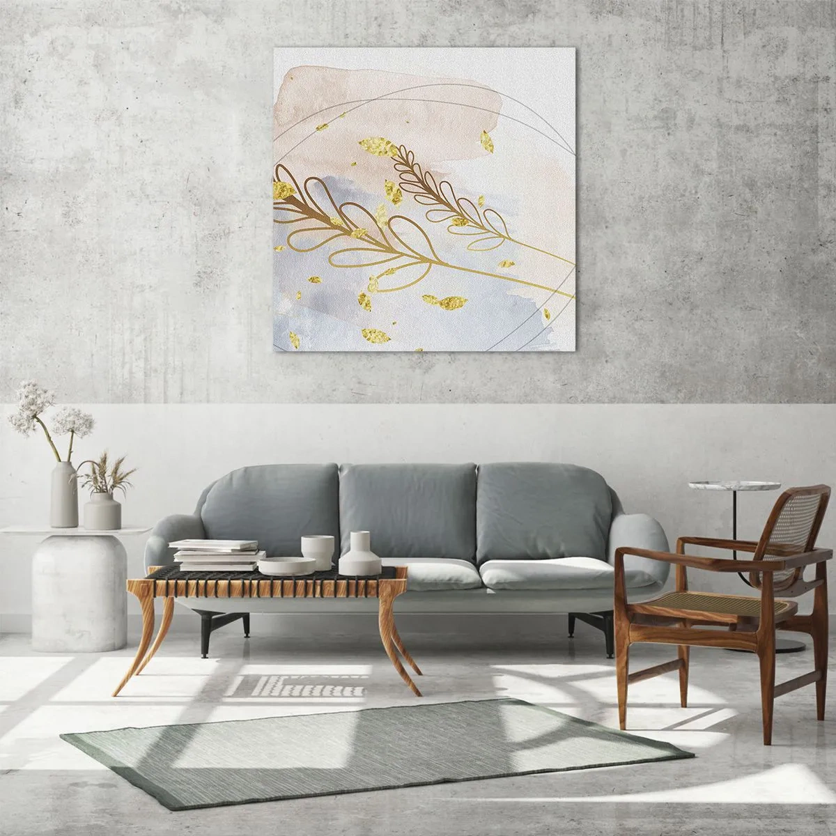 Cuadro sobre vidrio - Impresiones sobre Vidrio - Ráfaga dorada - 70x70 cm