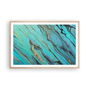 Póster en marco roble claro - Marea turquesa - 91x61 cm