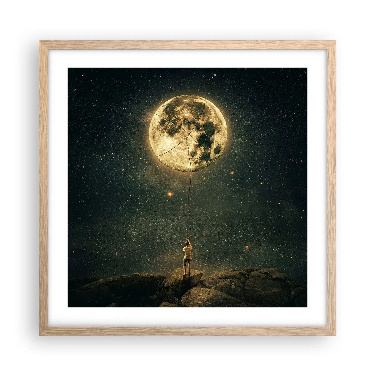 Póster en marco roble claro - El que robó la luna - 50x50 cm