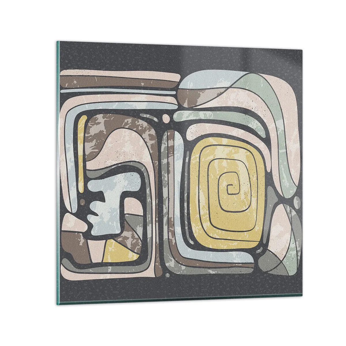 Cuadro sobre vidrio - Impresiones sobre Vidrio - Abstracción con espíritu precolombino - 30x30 cm