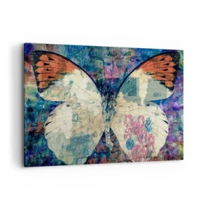 Cuadro sobre lienzo - Impresión de Imagen - Mariposa en un fondo artístico abstracto con detalles coloridos. - 120x80cm - Sutil fragilidad - Decoración de pared moderna para salón y dormitorio ARTTOR