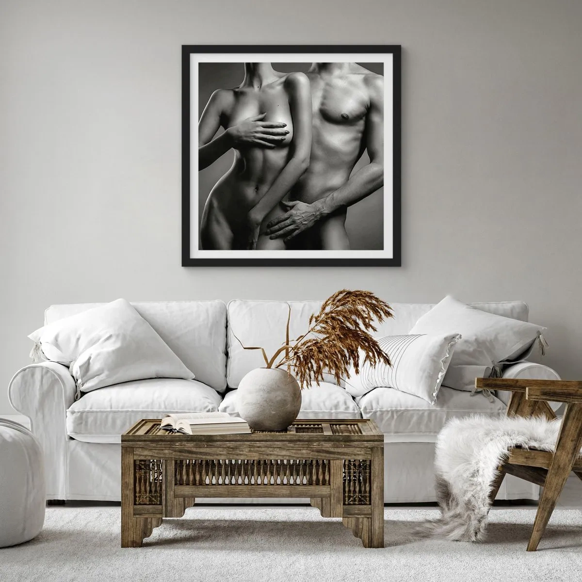 Póster en marco negro - Adán y Eva - 50x50 cm