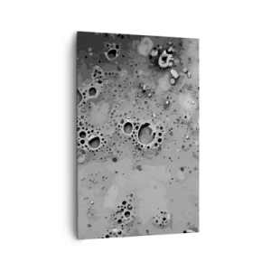 Cuadro sobre lienzo - Impresión de Imagen - Patrón abstracto de burbujas en blanco y negro - 80x120cm - Como un paisaje lunar - Decoración de pared moderna para salón y dormitorio ARTTOR