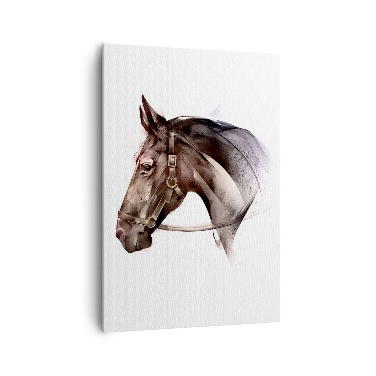Cuadro sobre lienzo - Impresión de Imagen - Un perfil de caballo en una delicada forma artística sobre un fondo blanco. - 70x100cm - Elegancia - Decoración de pared moderna para salón y dormitorio ARTTOR