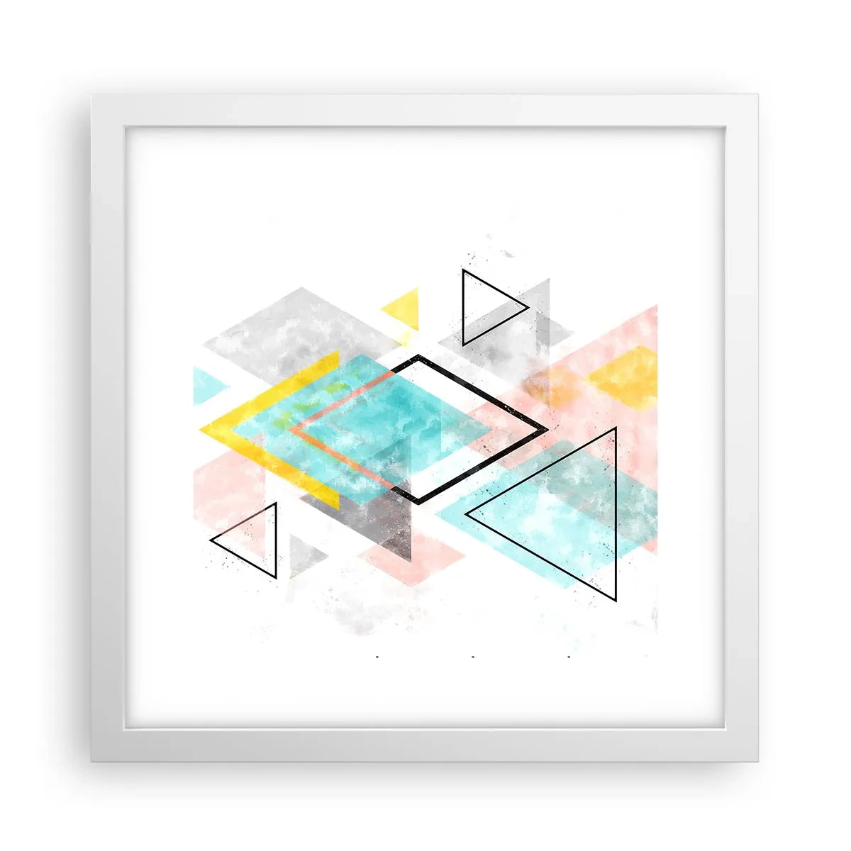 Póster en marco blanco - Un juego geométrico - 30x30 cm
