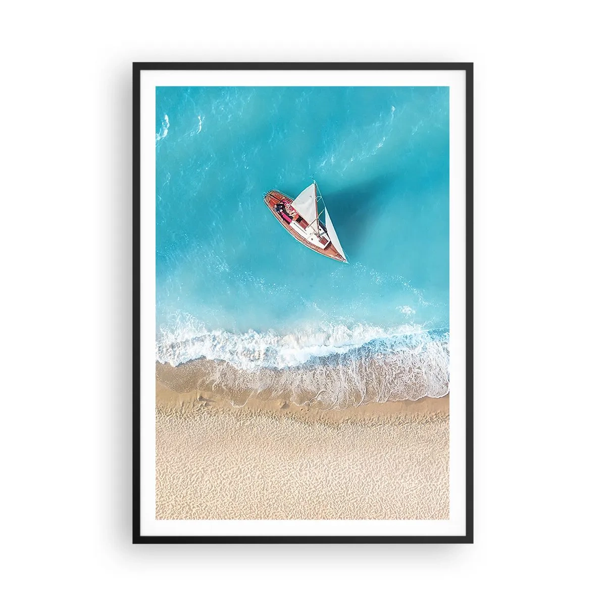 Póster en marco negro - Frontera celeste y dorada - 70x100 cm