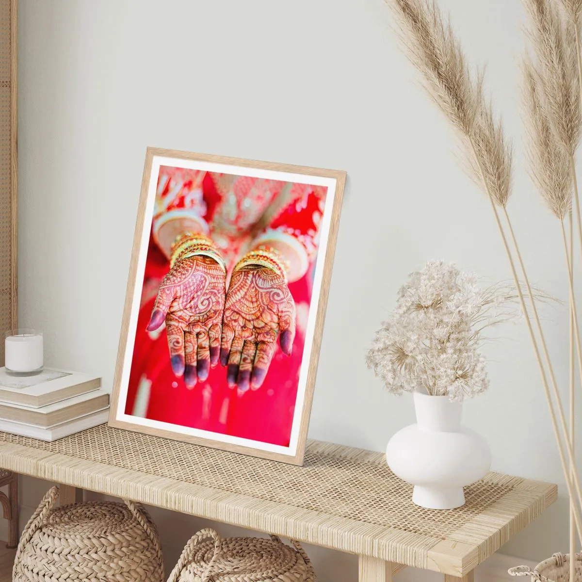 Póster en marco roble claro - Ritual con las manos - 30x40 cm