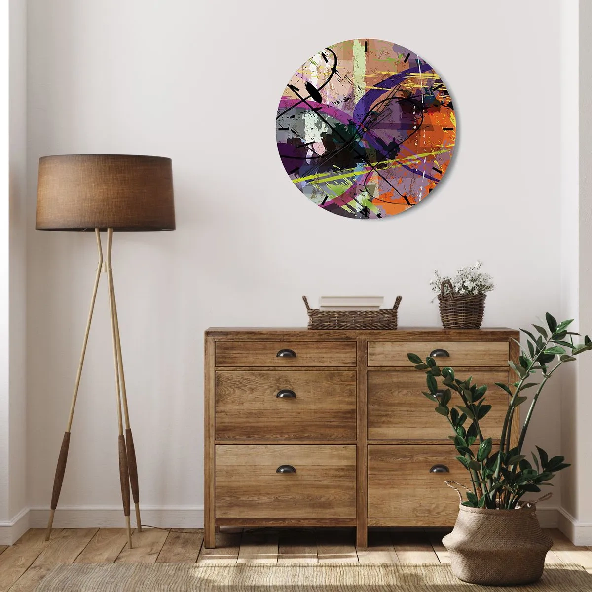 Reloj de pared - Reloj de vidrio - Líneas y manchas abstractas coloridas en un estilo contemporáneo. - 30x30cm - Siempre hay más de un camino - Decoración de pared moderna para salón, cocina y dormitorio ARTTOR