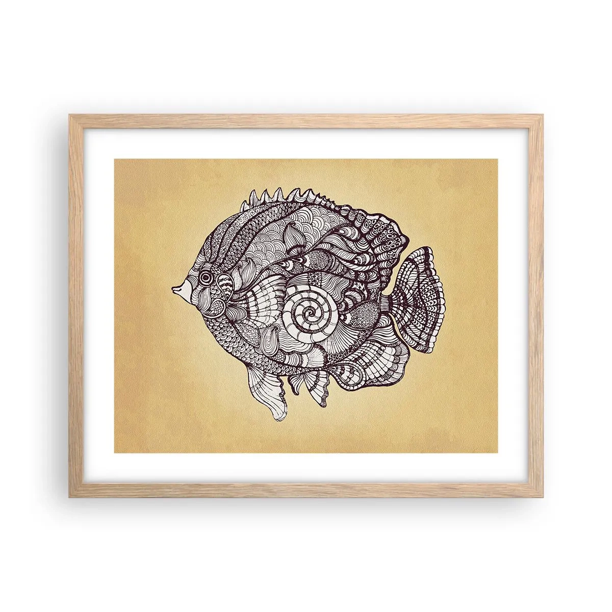 Póster en marco roble claro - De un océano de ornamentos - 50x40 cm