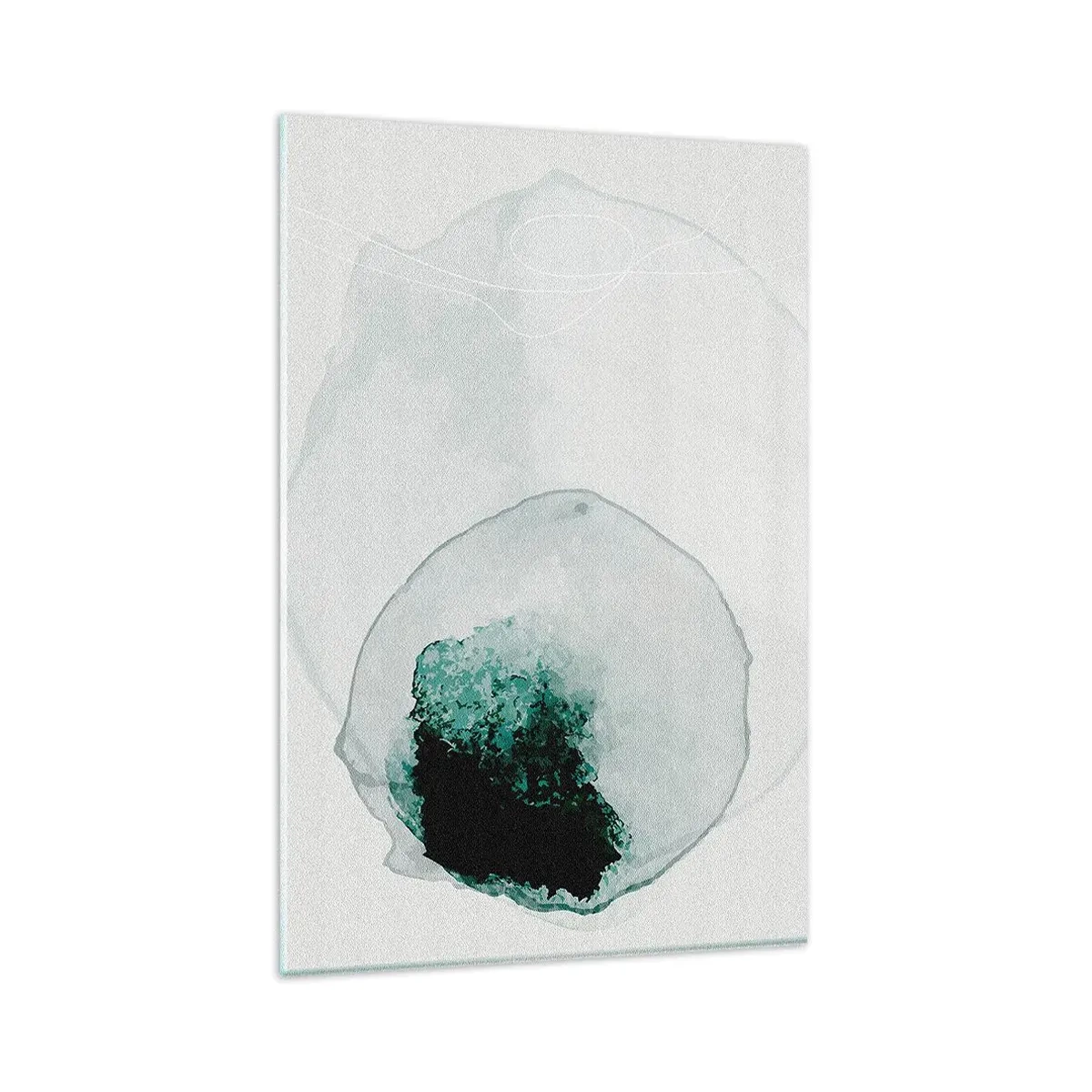 Cuadro sobre vidrio - Impresiones sobre Vidrio - Gota de agua abstracta con tonos de verde y negro. - 80x120cm - En una gota de agua - Decoración de pared moderna para salón y dormitorio ARTTOR