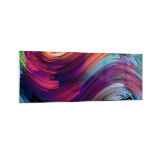 Cuadro sobre vidrio - Impresiones sobre Vidrio - Remolinos abstractos en colores vibrantes - 140x50cm - El comienzo de un nuevo mundo - Decoración de pared moderna para salón y dormitorio ARTTOR
