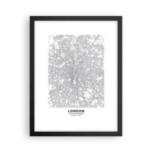 Póster en marco negro - Un mapa del laberinto de Londres - 30x40 cm