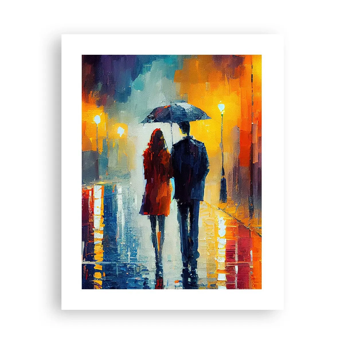 Póster - Juntos en una noche llena de color - 40x50 cm