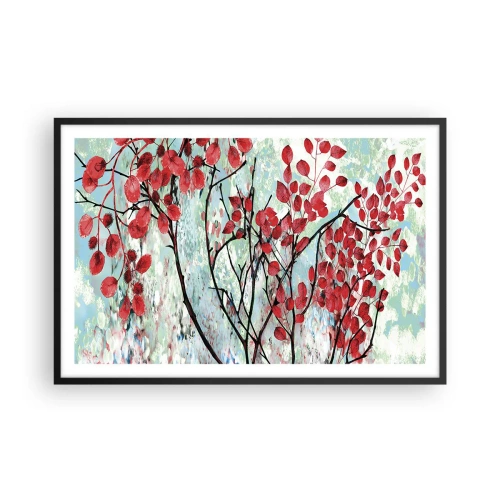 Póster en marco negro - Un árbol en escarlata - 91x61 cm