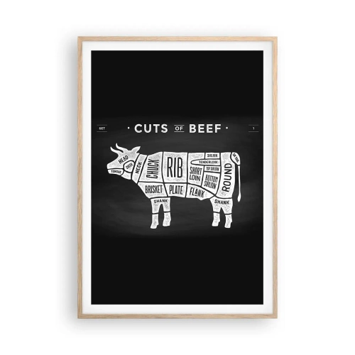 Póster en marco roble claro - Manual del carnicero - 70x100 cm