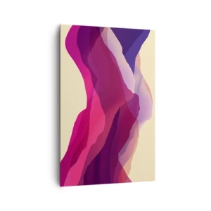 Cuadro sobre lienzo - Impresión de Imagen - Ondas abstractas en tonos morados y rosas sobre un fondo claro. - 80x120cm - Ondas púrpuras - Decoración de pared moderna para salón y dormitorio ARTTOR