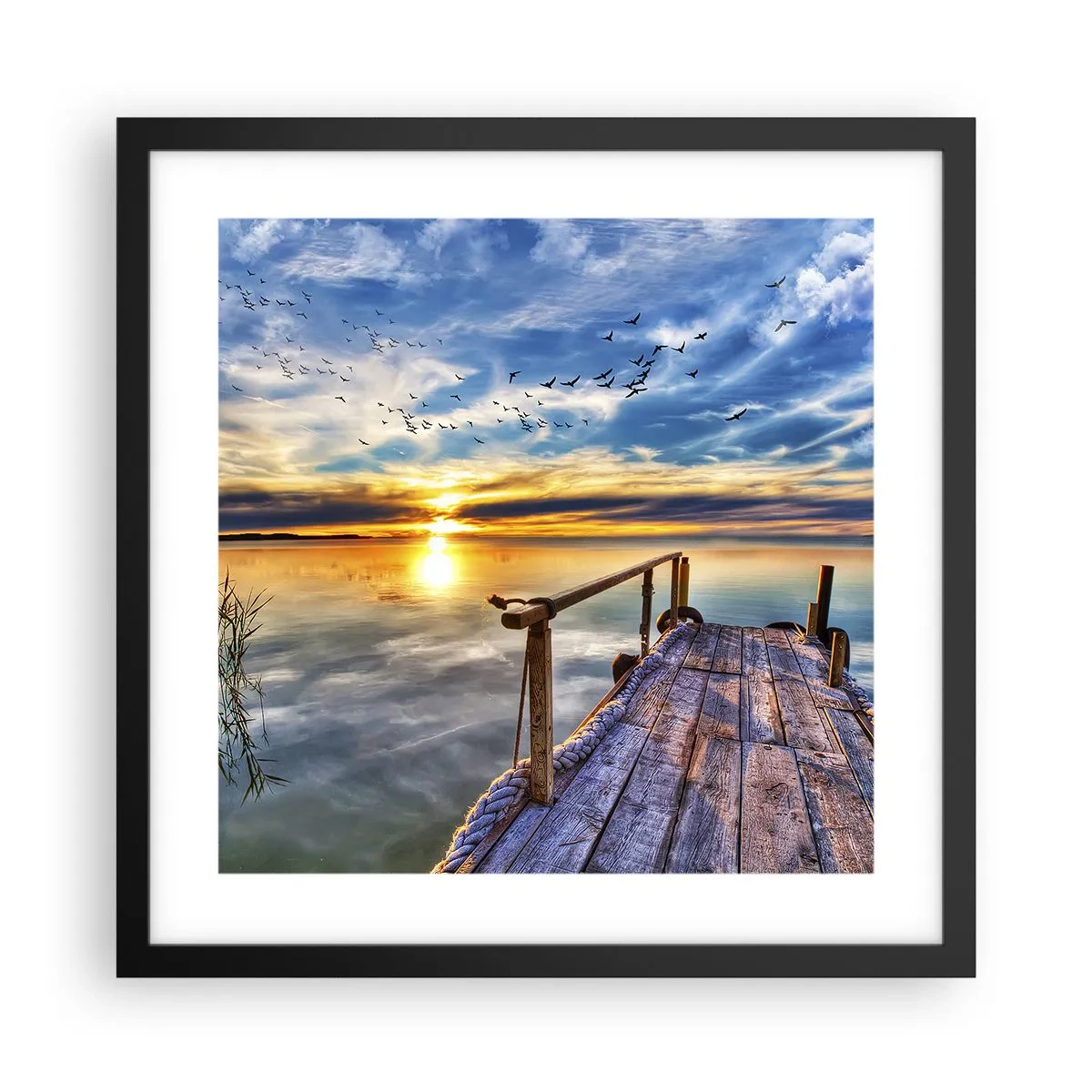 Póster en marco negro - El viento se va a descansar - 40x40 cm