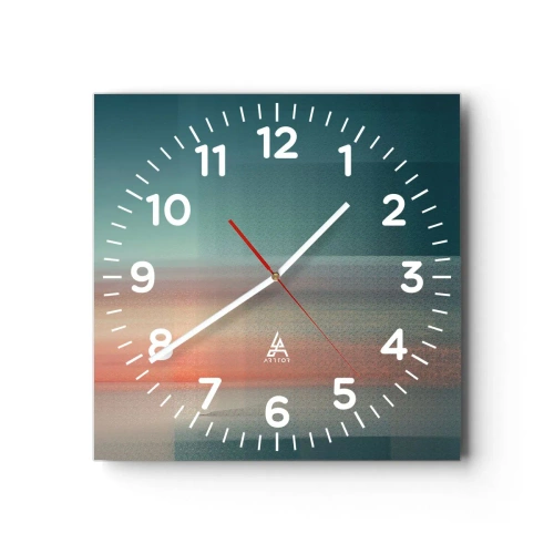 Reloj de pared - Reloj de vidrio - Abstracción: ondas de luz - 40x40 cm