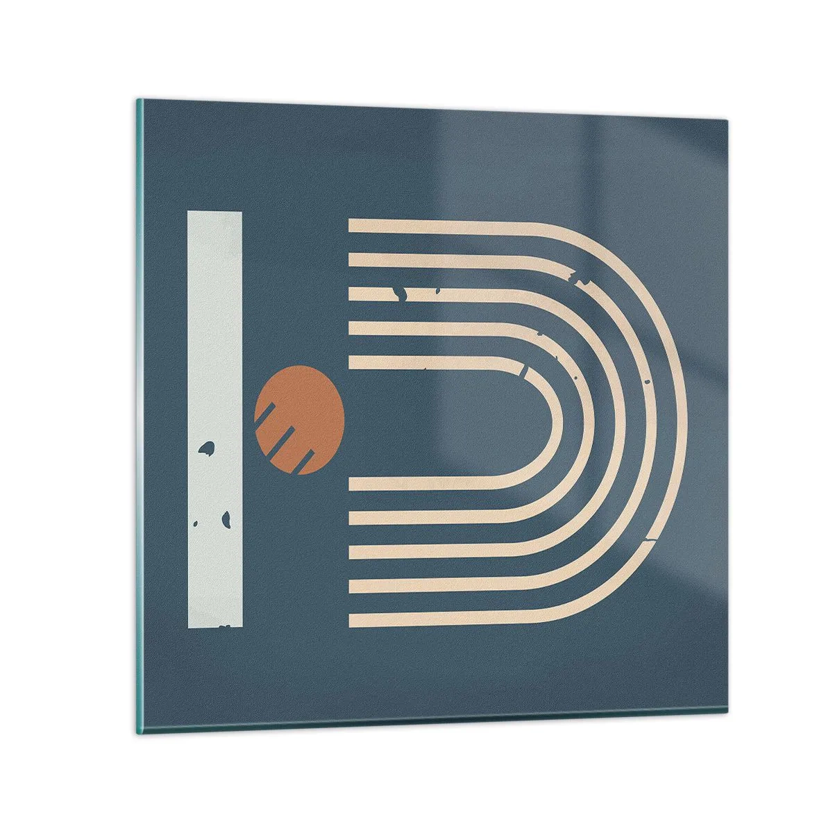 Cuadro sobre vidrio - Impresiones sobre Vidrio - Geometría sobre azul marino - 30x30 cm