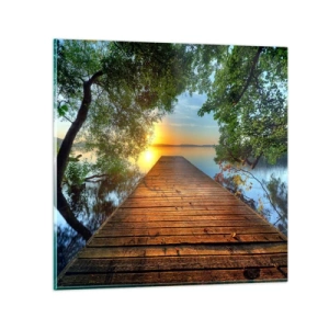 Cuadro sobre vidrio - Impresiones sobre Vidrio - Tómate tu tiempo, siéntate - 70x70 cm