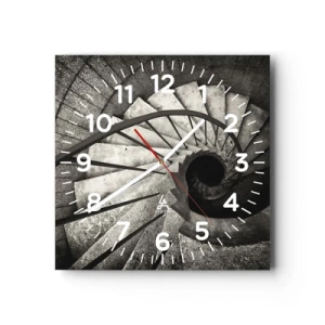 Reloj de pared - Reloj de vidrio - Escaleras arriba, escaleras abajo - 40x40 cm