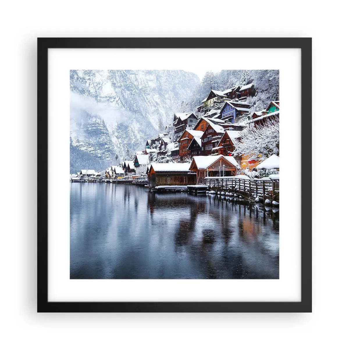 Póster en marco negro - En un decorado de invierno - 40x40 cm