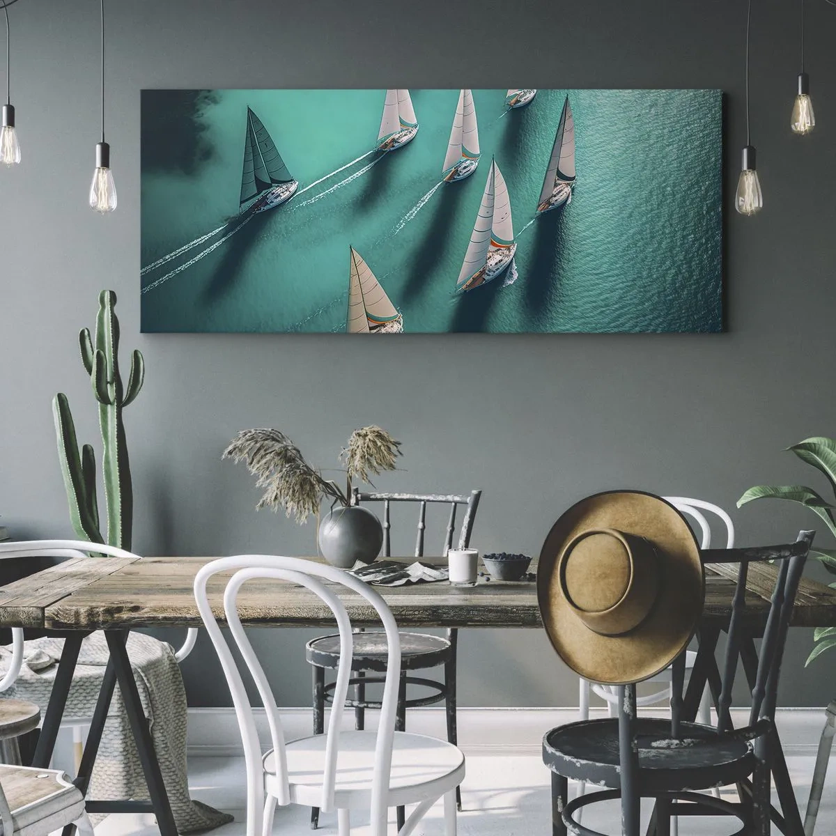 Cuadro sobre lienzo - Impresión de Imagen - En competición con el viento - 100x40 cm
