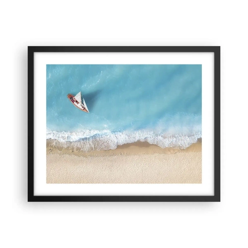 Póster en marco negro - Frontera celeste y dorada - 50x40 cm