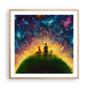 Póster en marco roble claro - Amor y amistad - lo único entero - 60x60 cm