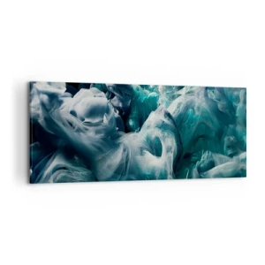 Cuadro sobre lienzo - Impresión de Imagen - Ondas abstractas dinámicas en tonos azules y blancos. - 120x50cm - Un movimiento de color - Decoración de pared moderna para salón y dormitorio ARTTOR