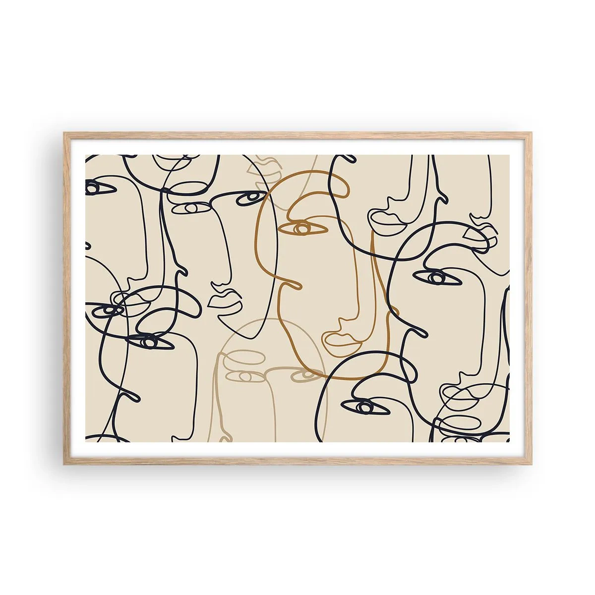 Póster en marco roble claro - Retrato multiplicado - 100x70 cm