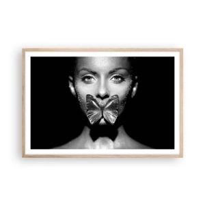 Póster en marco roble claro - Beso de mariposa - 91x61 cm