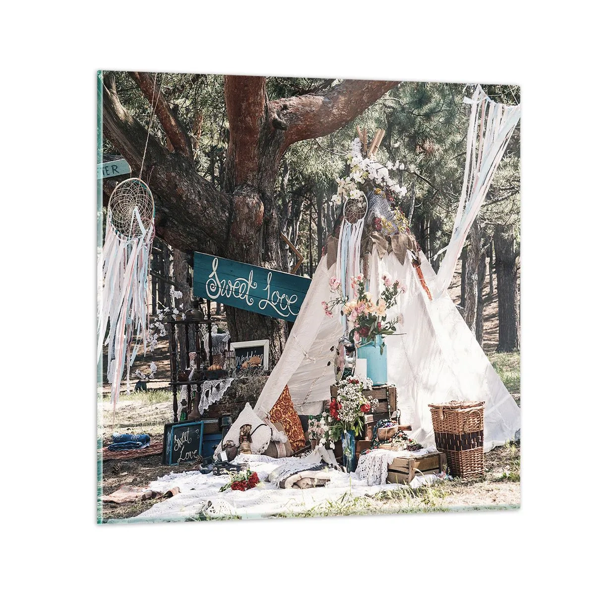 Cuadro sobre vidrio - Impresiones sobre Vidrio - Amor exótico - 50x50 cm