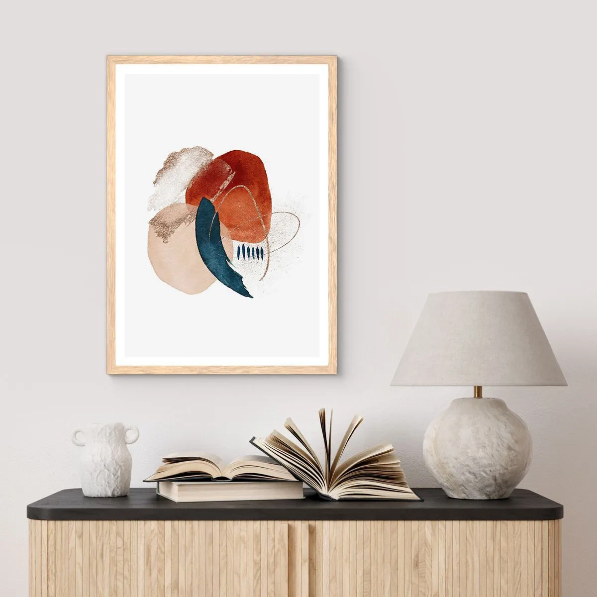 Póster en marco roble claro - Composición ovalada - 50x70 cm