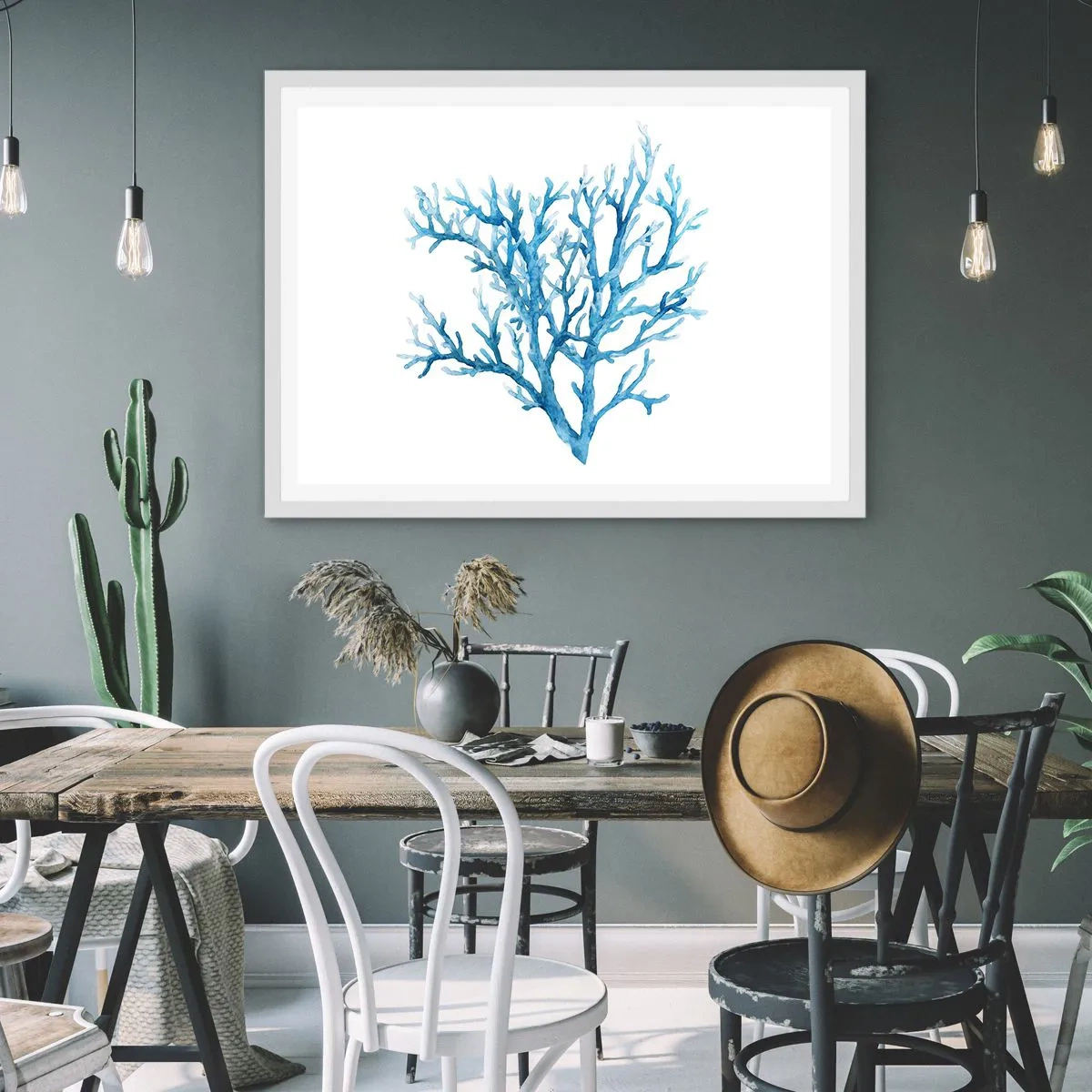 Póster en marco blanco - Filigrana marina - 100x70 cm