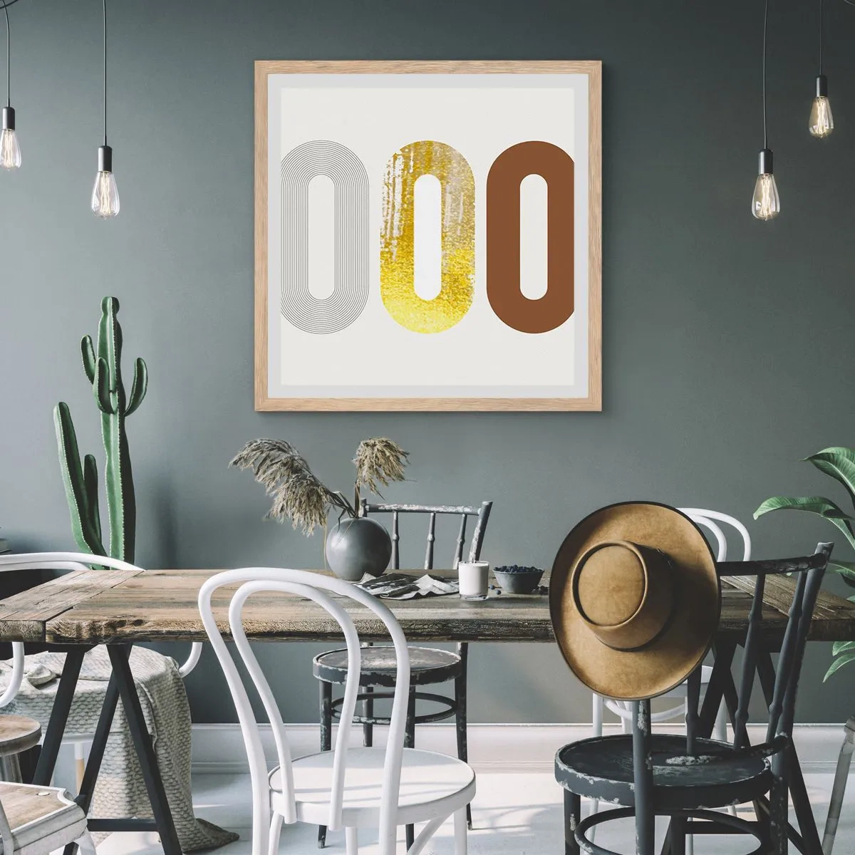Póster en marco roble claro - ¡Ooo! - 40x40 cm