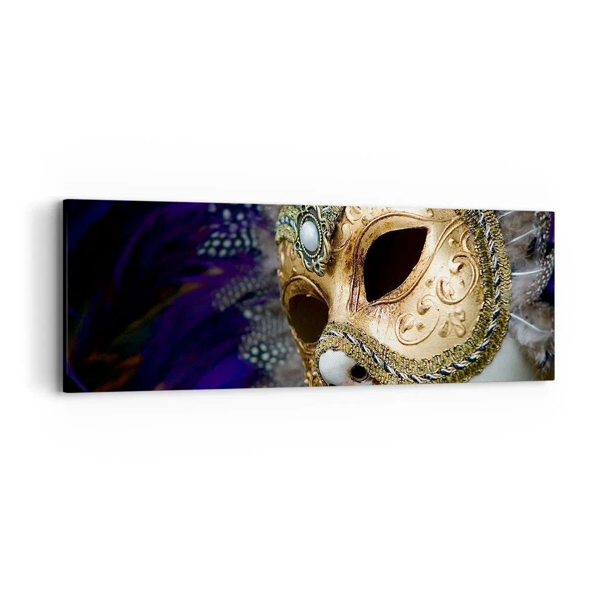 Cuadro sobre lienzo - Impresión de Imagen - Retrato veneciano en oro - 90x30 cm