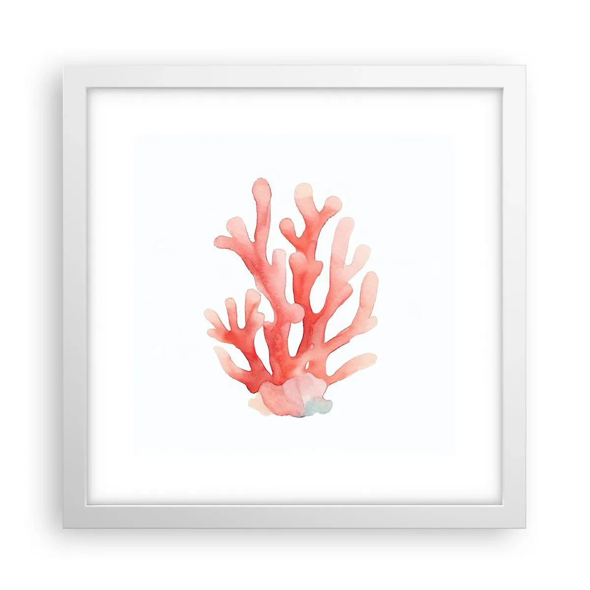 Póster en marco blanco - La hermosura del color coral - 30x30 cm