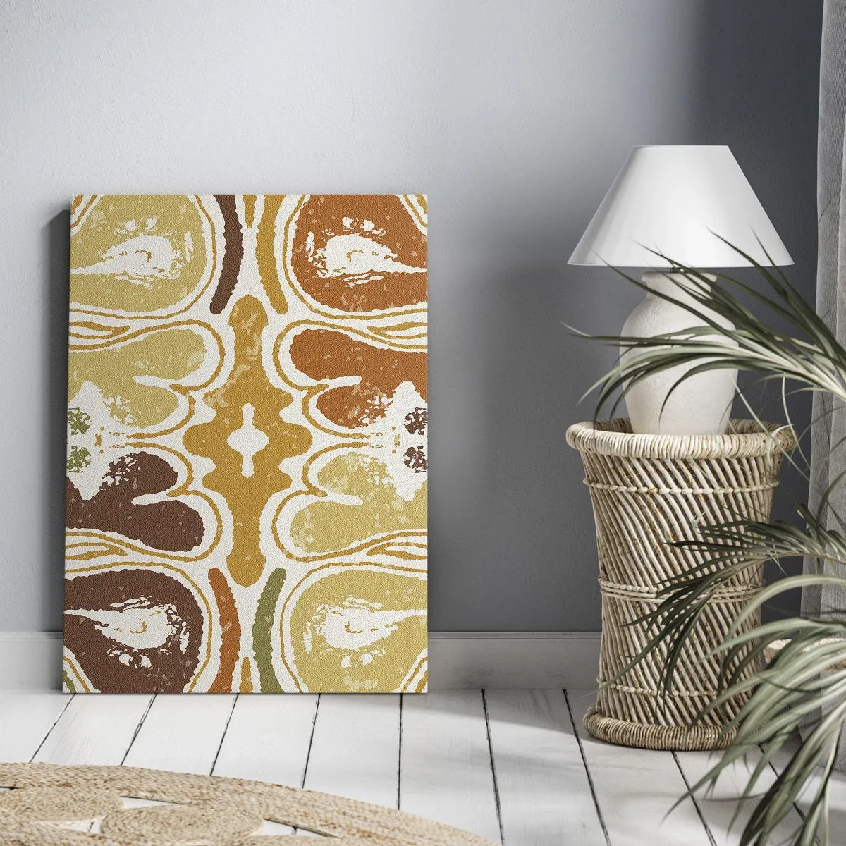 Cuadro sobre lienzo - Impresión de Imagen - Patrones abstractos cálidos en amarillos y marrones. - 50x70cm - Abstracción sentimental - Decoración de pared moderna para salón y dormitorio ARTTOR