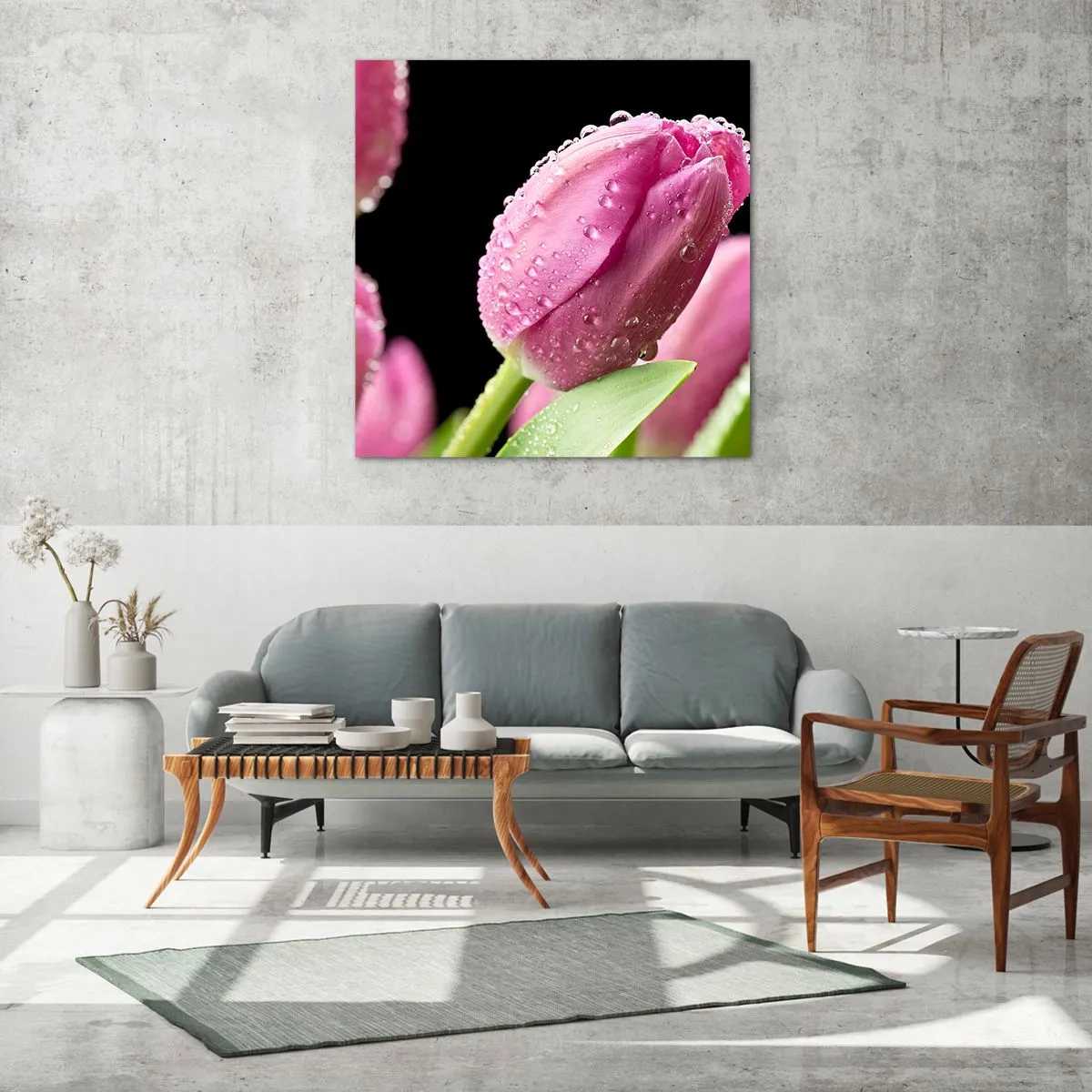 Cuadro sobre vidrio - Impresiones sobre Vidrio - Un sueño de lilas en el rocío - 40x40 cm